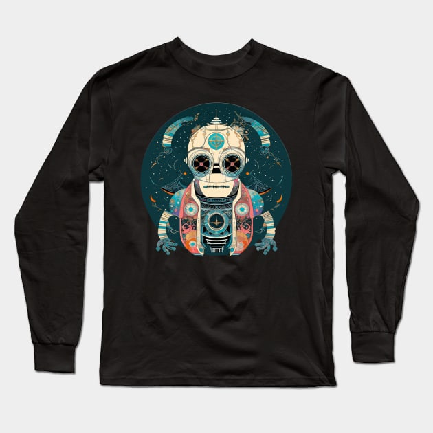 Halloween Techno Skull in a Technicolor Dreamcoat Long Sleeve T-Shirt by DanielLiamGill